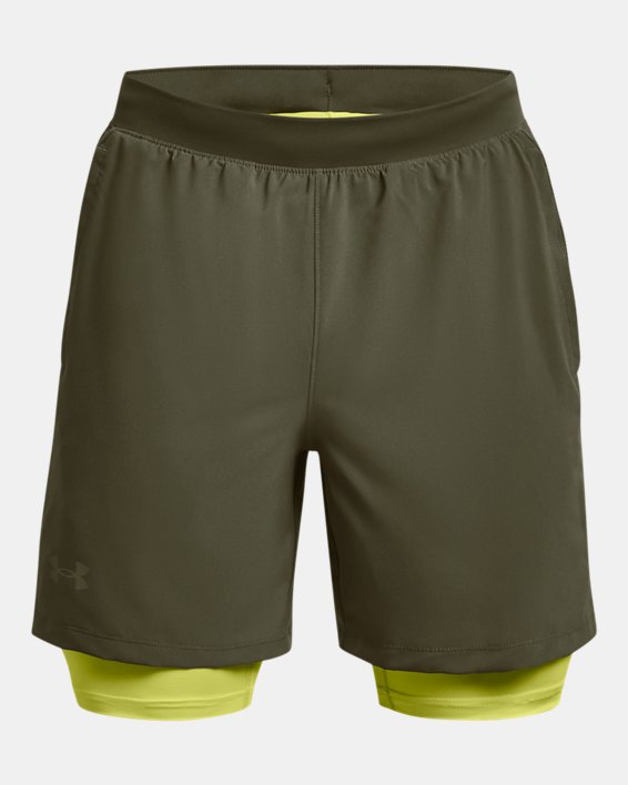 Men's UA Launch Run 2-in-1 Shorts in Green image number 5